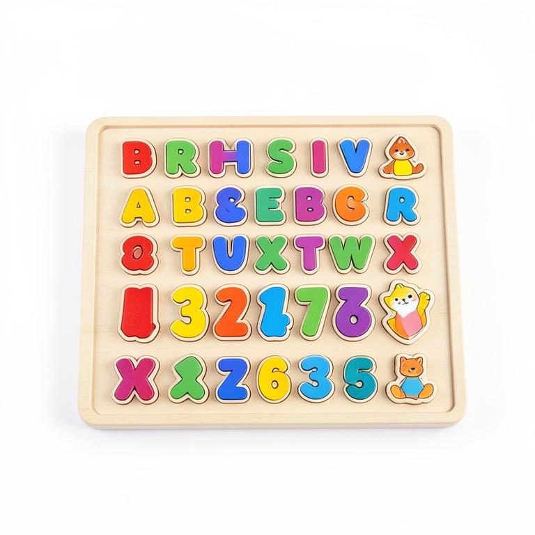 Wooden Alphabet & Numbers Puzzle — toy available for rent in Jalgaon
